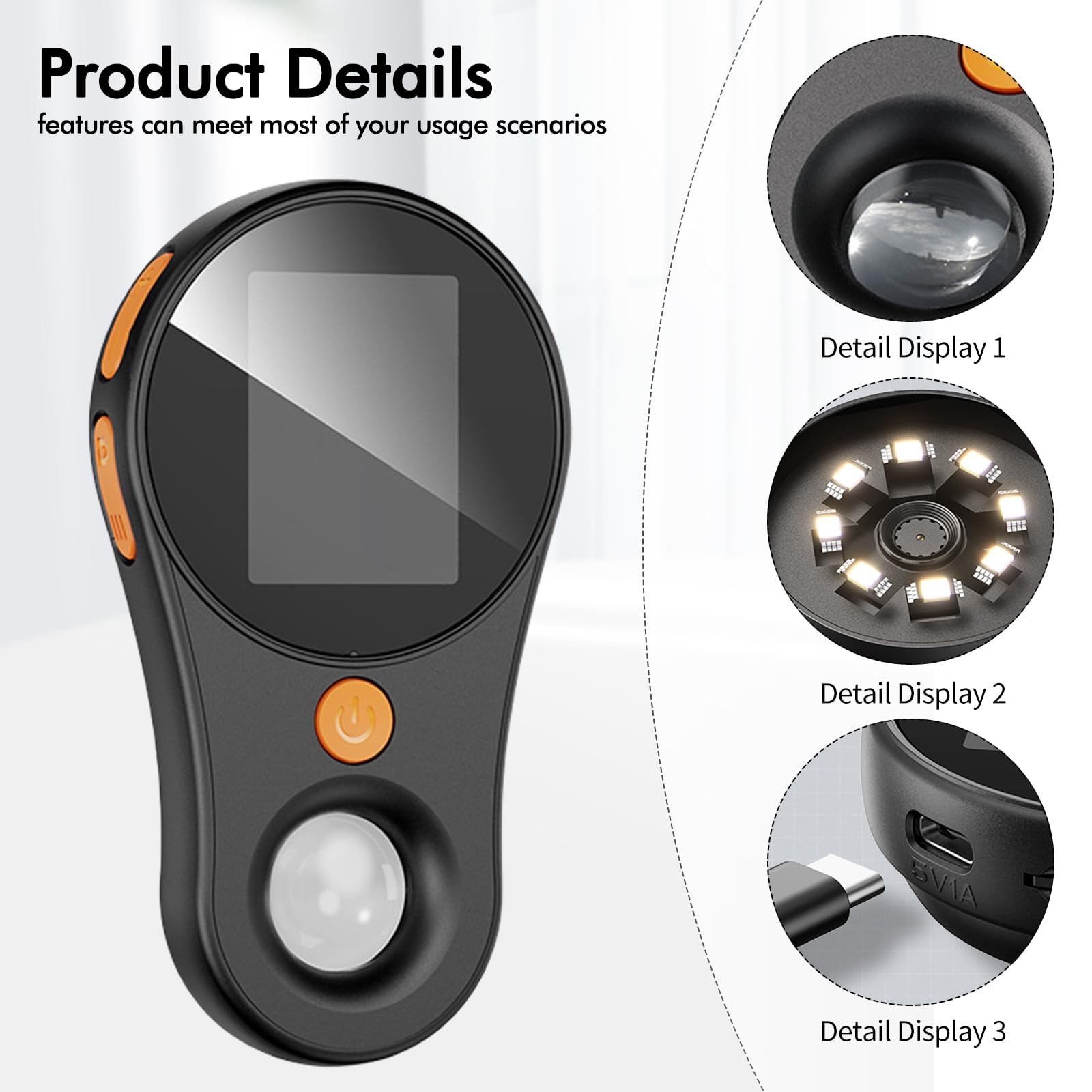 Microscopio digital recargable 500X: microscopio de mano con pantalla IPS de 2,0 pulgadas | Microscopio de bolsillo para niños/análisis de PC | 8 lupa LED para exteriores/interior detección