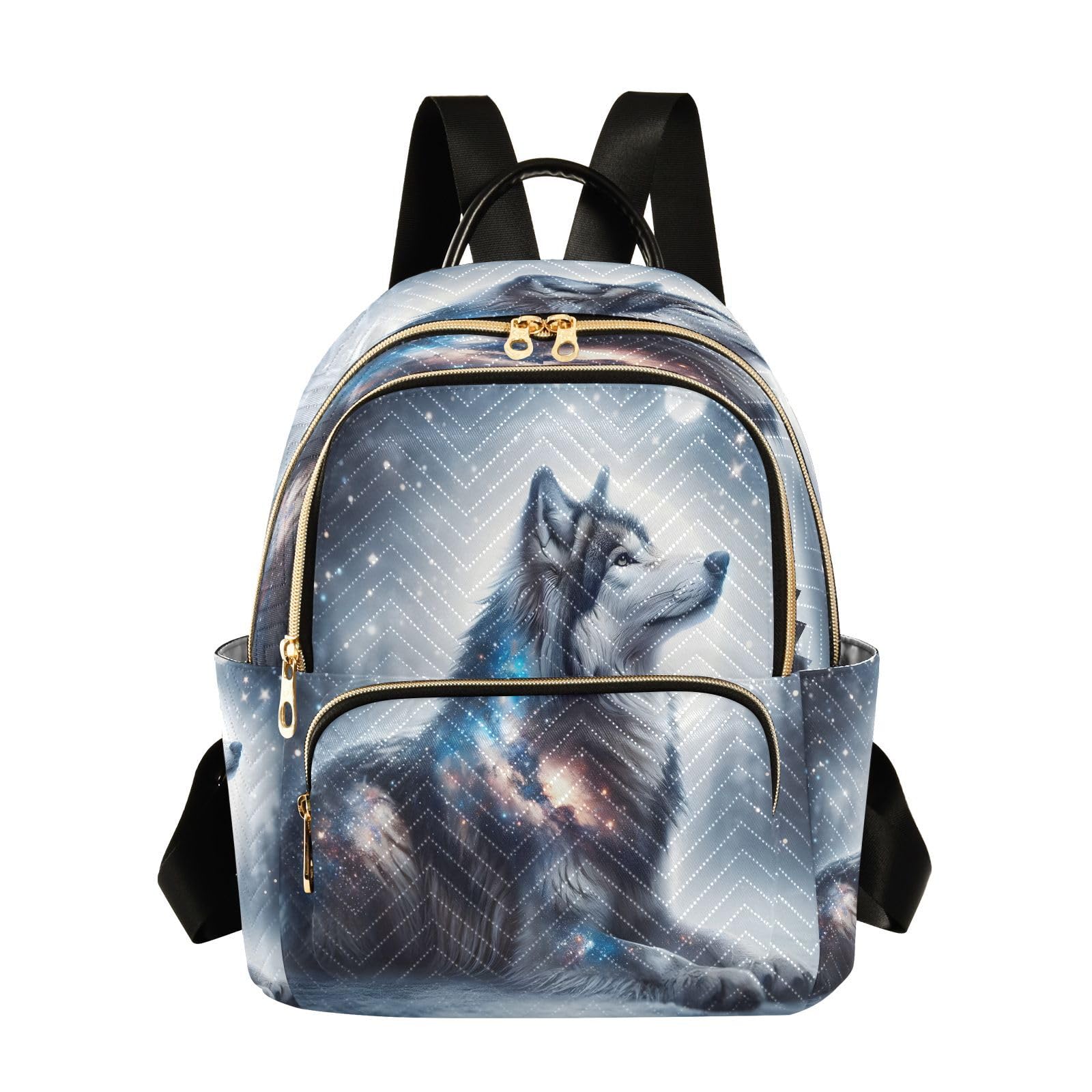 ALAZA Wolf Galaxy Nebula Landscape Women Backpack Purse