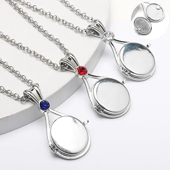 H2O Stainless Steel Locket Necklace, 3 PCS H2O Silver Pendant Jewelry Necklace Gifts for Women