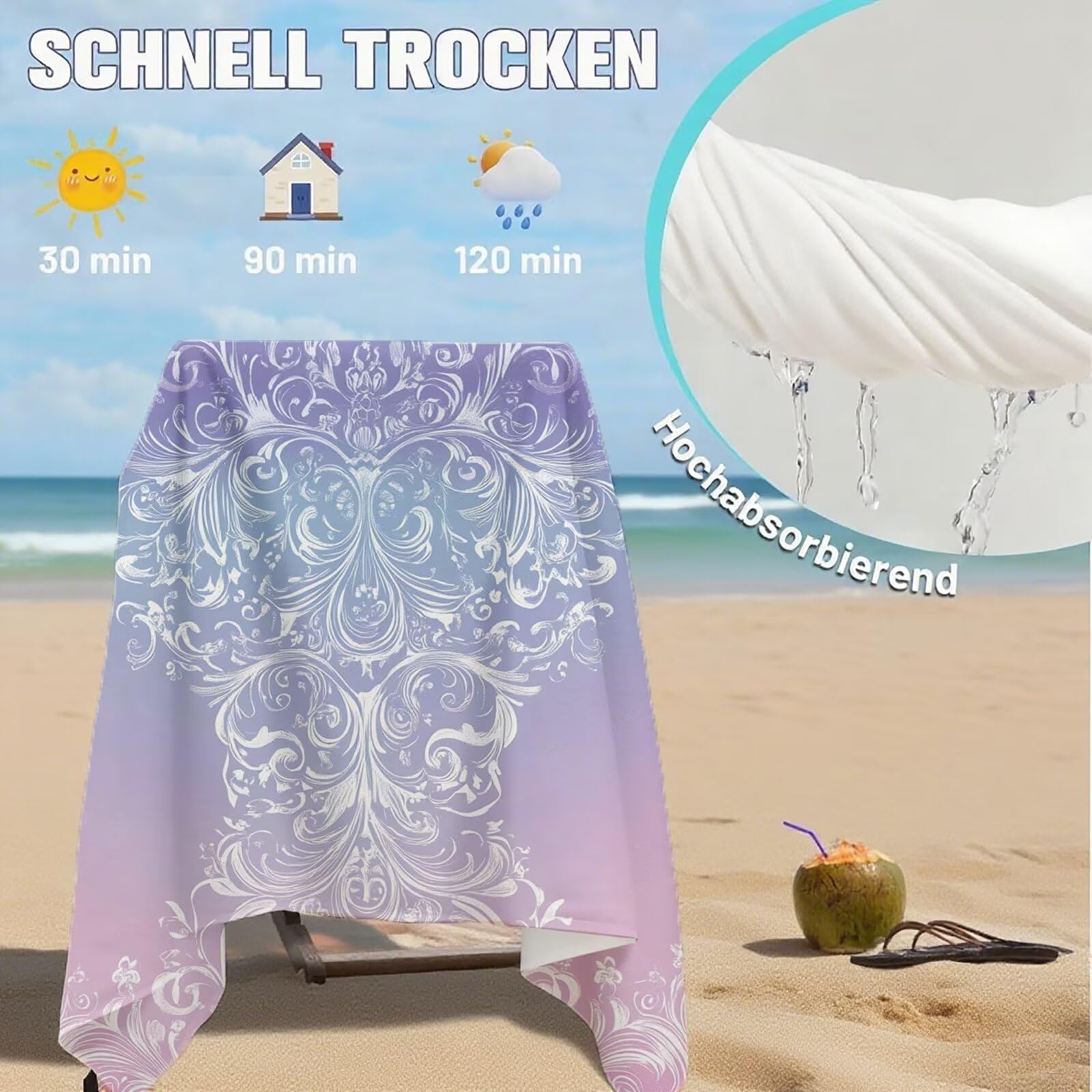 Toallas de Playa Microfibra Color Toalla Playa Grande 180x90 cm Mujer Hombre Secado Rápido Absorbente Toallas Gimnasio Suave Sin Arena Ligera Toalla Microfibra para Playas Piscina Viajes Camping Q-63