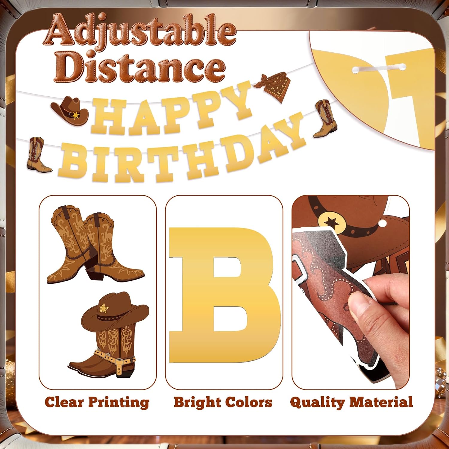 Western Party Decorations Banner Swirls Western Theme Cowboy Happy Birthday Banner Wild West Boots and Hats Hanging Swirls Ceiling Streamers Rodeo Party Decor for Men Boy Birthday Baby Shower Supplies
