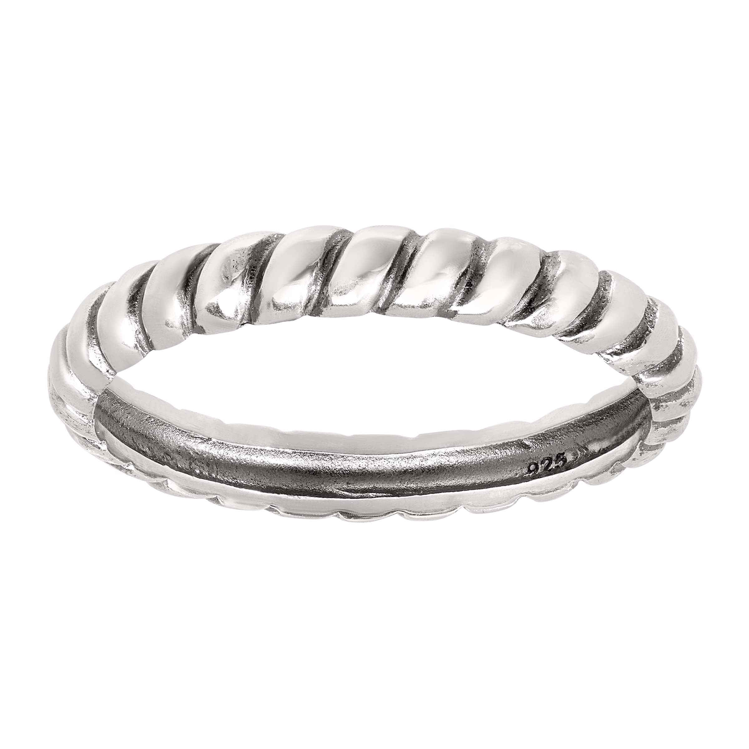 Belle Fleur' Twisted Stacking Ring in Sterling Silver