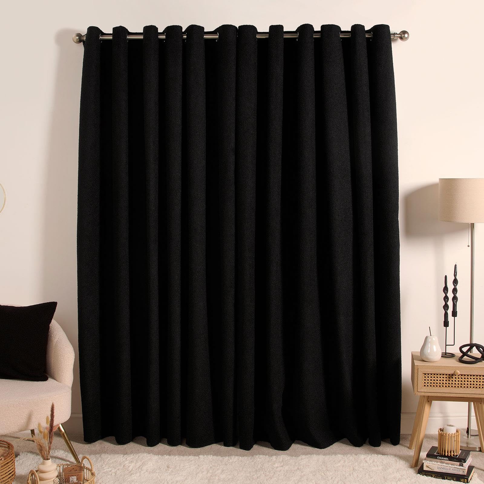 Ohs Eyelet Blackout Pair Ready Made CurtainsBlack66" X 72 from B&Q