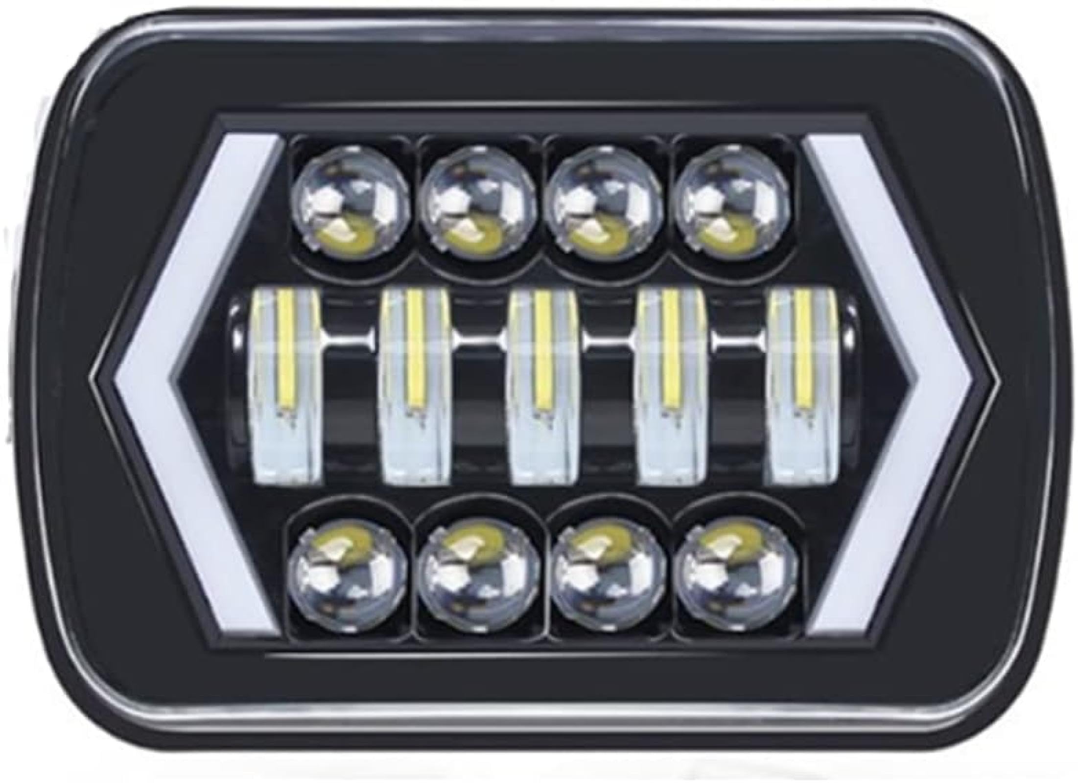 reflektor motocyklowy 90W 7X6 5X7 LED Reflektor Do Wrangler YJ Do Cherokee XJ Ciężarówki Samochód Motocykl H4 Kwadratowe Reflektory Strzałki DRL