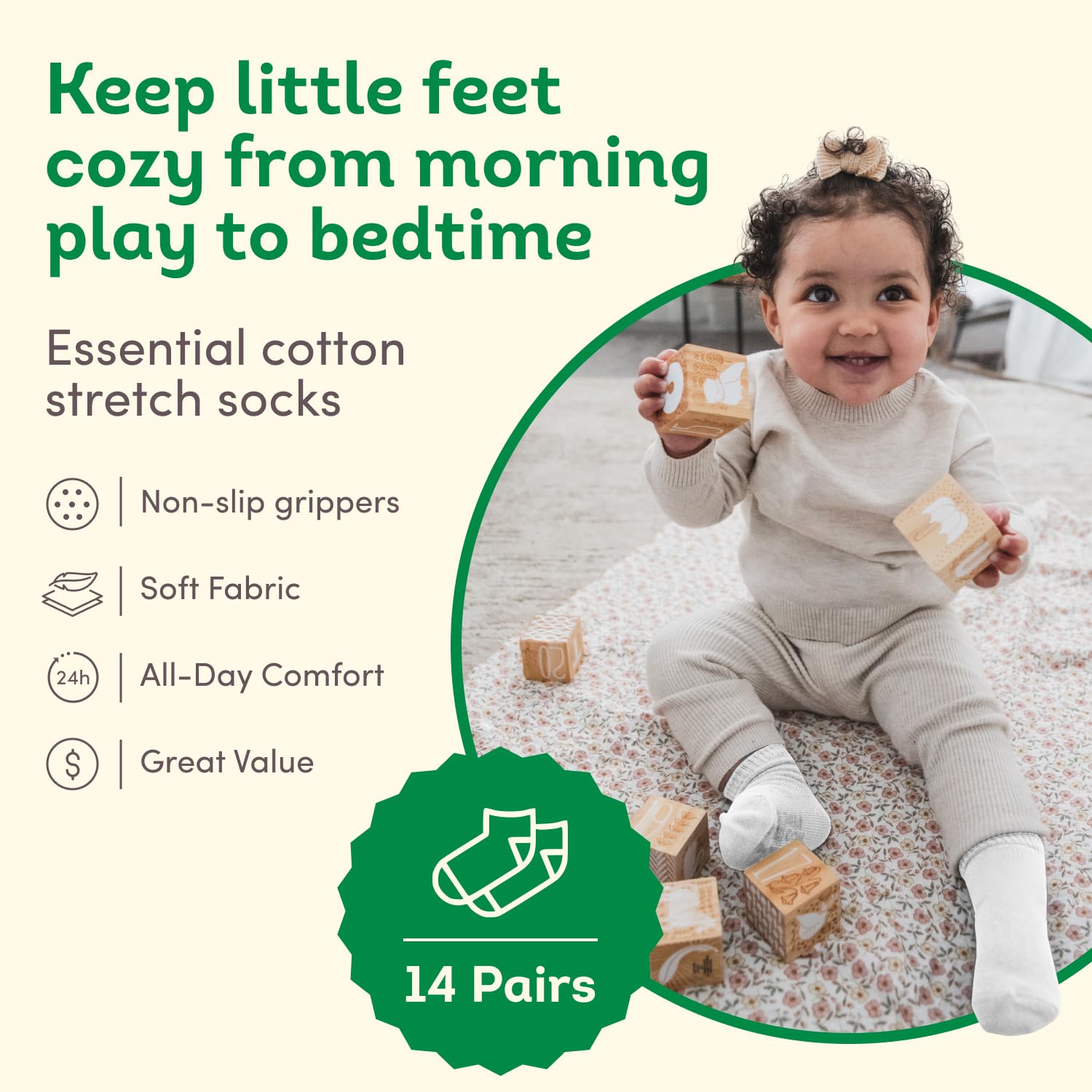Fruit of the Loom Baby Grow & Fit Flex Zones Cotton Stretch Socken - Unisex, Mädchen, Jungen, 14er-Pack