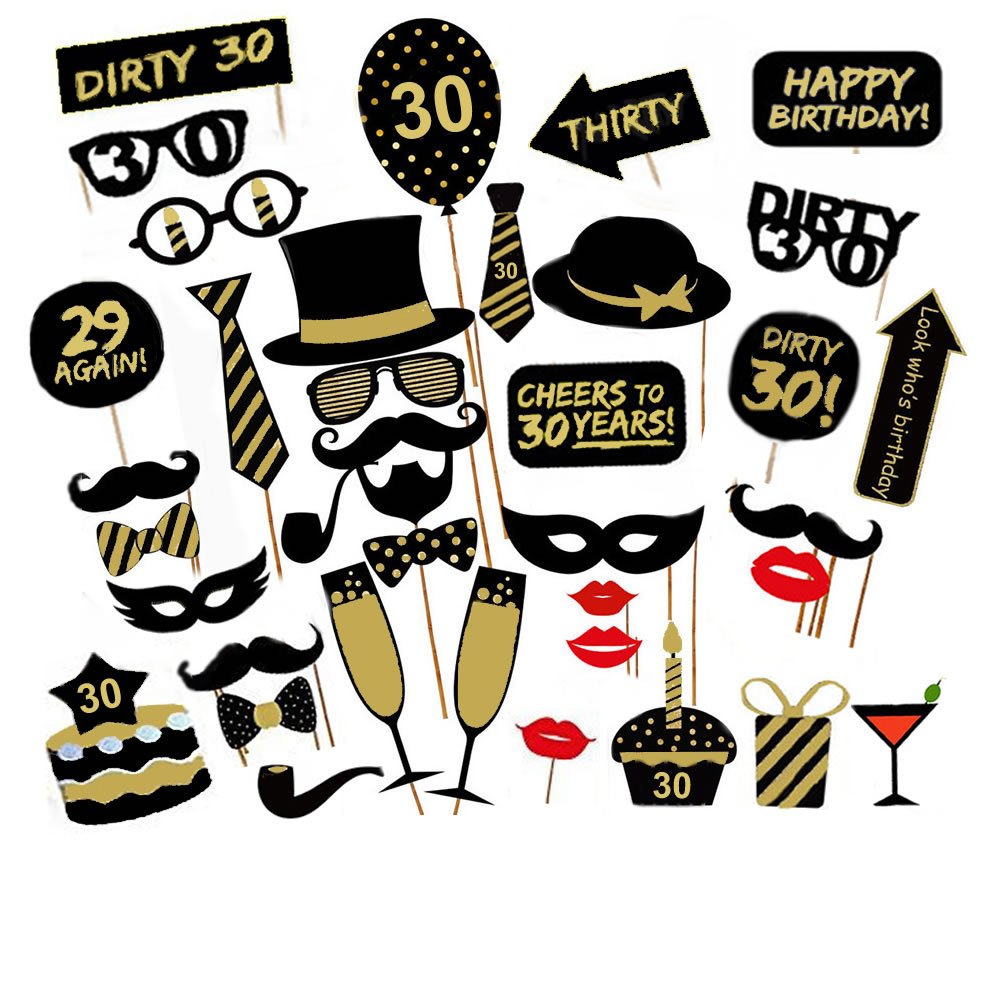 Veewon 30th Birthday Party Photo Booth Props Unisex Funny 36pcs Diy Kit Suitable For His Or Hers 30th Birthday Buy Online In Dominica At Dominica Desertcart Com Productid
