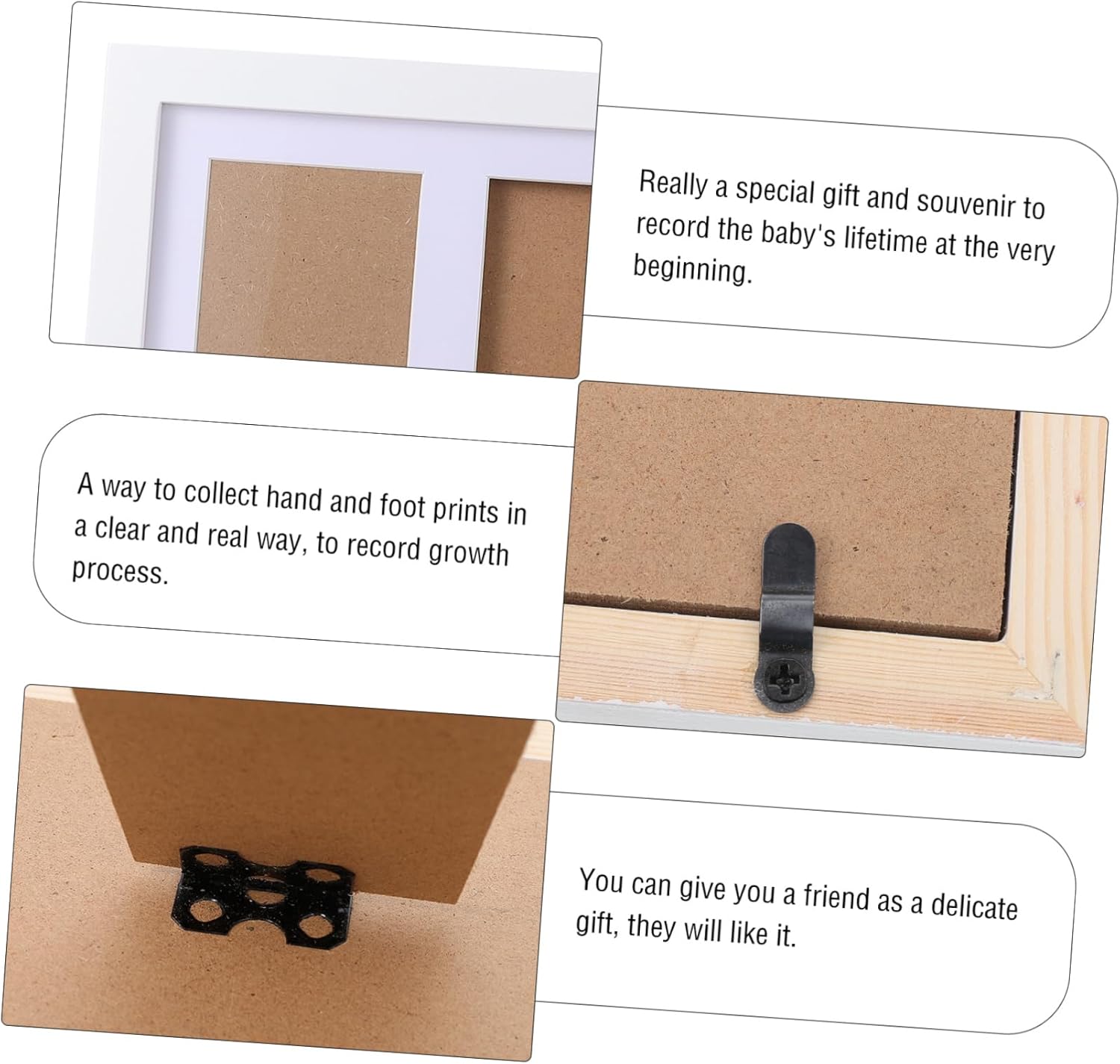 1set Newborn Footprint Photo Frame Handprint Keepsake Kit for Print Display for Nursery Cherish Memory Art for Wall Decor