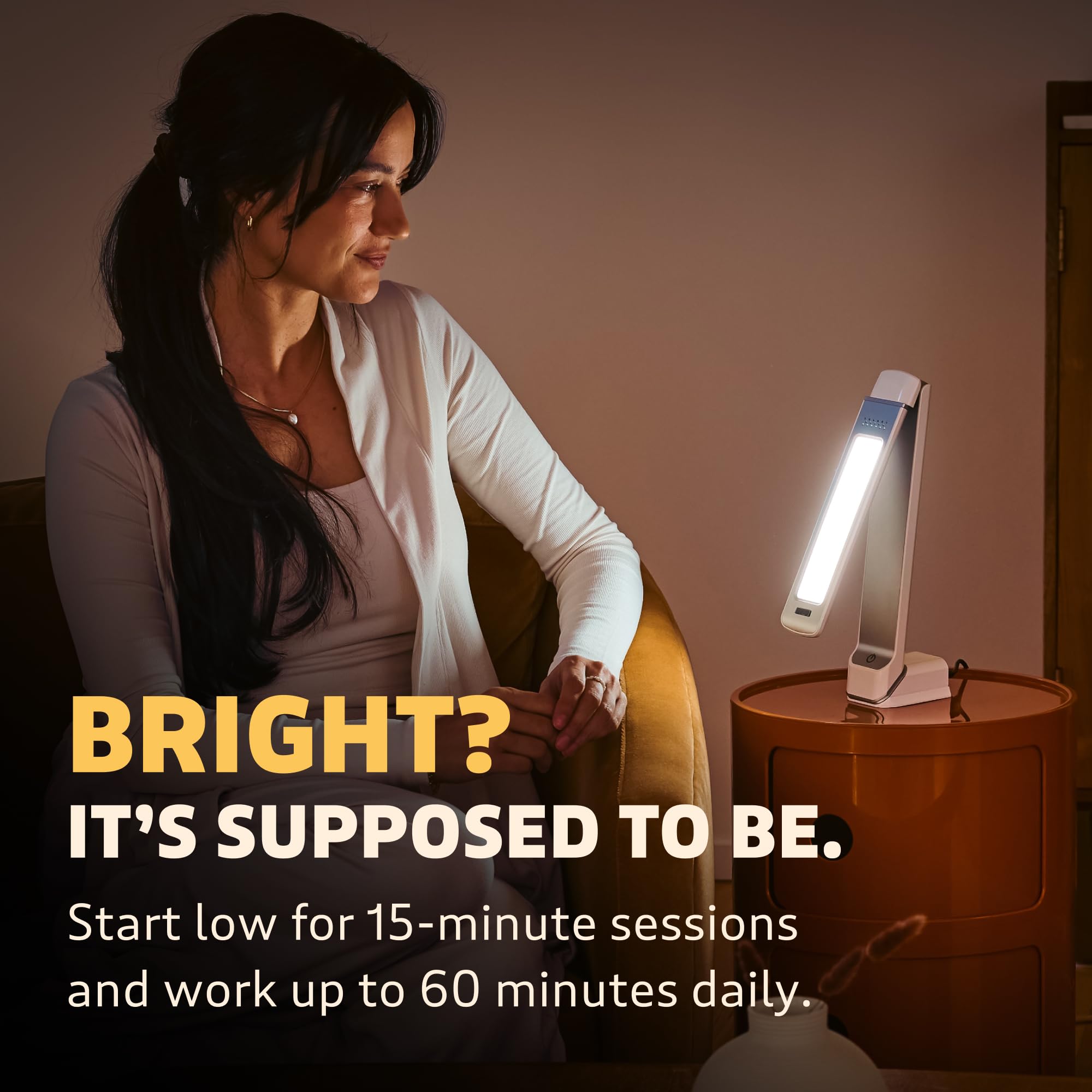 Circadian Optics Lampa do terapii światłem. Lampy LED Happy Mood bez UV do sezonowych zmian światła słonecznego. Światła słoneczne o pełnym spektrum do pracy w domu. Lumos (biała)