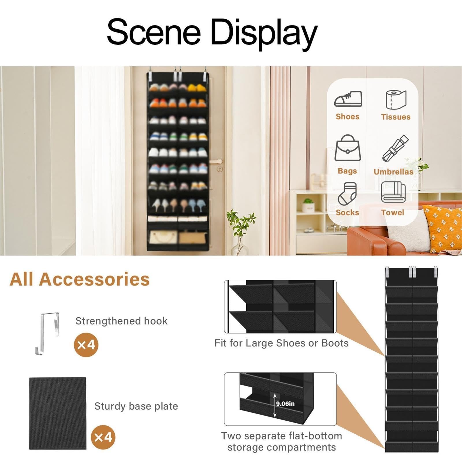 Organizer for scarpe sopra la porta, scarpiera for porta a 10 livelli