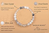 Vista 37 de MASSIVE BEADS Pulsera elástica de yoga hecha a mano con piedra natural, cristal curativo, energía, regalos para adultos unisex de 0.157 in, 0.236