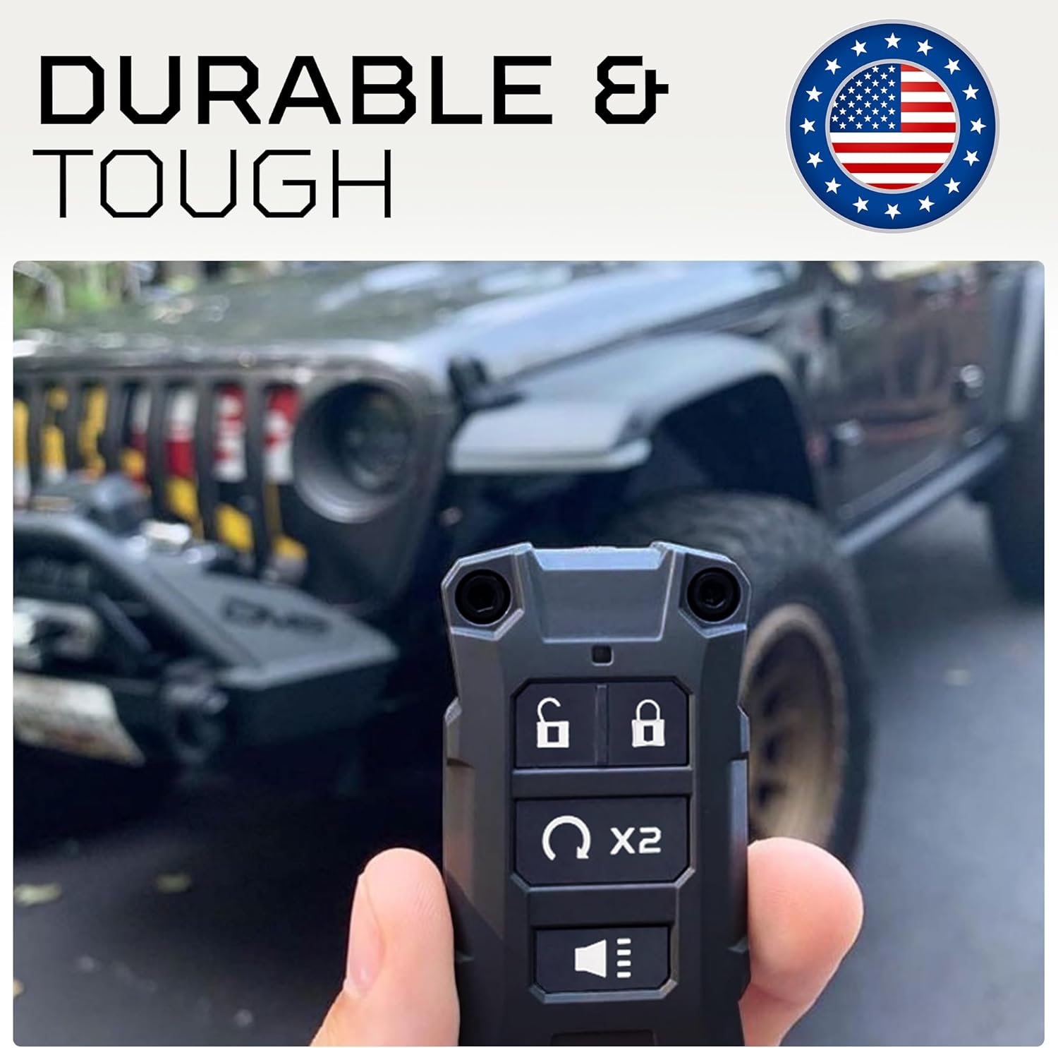 AJT DESIGN Replacement Key Fob Case Compatible with Jeep Wrangler JL (2018+) & Gladiator JT | Rugged ABS Key Fob Shell - IF029 V2 | Compatible Jeep Wrangler JL Accessory, Made in USA - Army Green