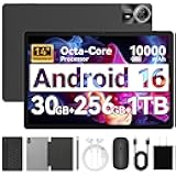 URAO Tablet｜14 inch Android 16 Tablet｜30GB RAM 256GB ROM｜1920 * 1200 IPS FHD｜10000mAh 30W Fast Charging｜Octa-core Processor｜Wi-Fi 6, BT 5.4｜Dual Camera with Keyboard｜Mouse｜Stylus｜Case｜Headphone