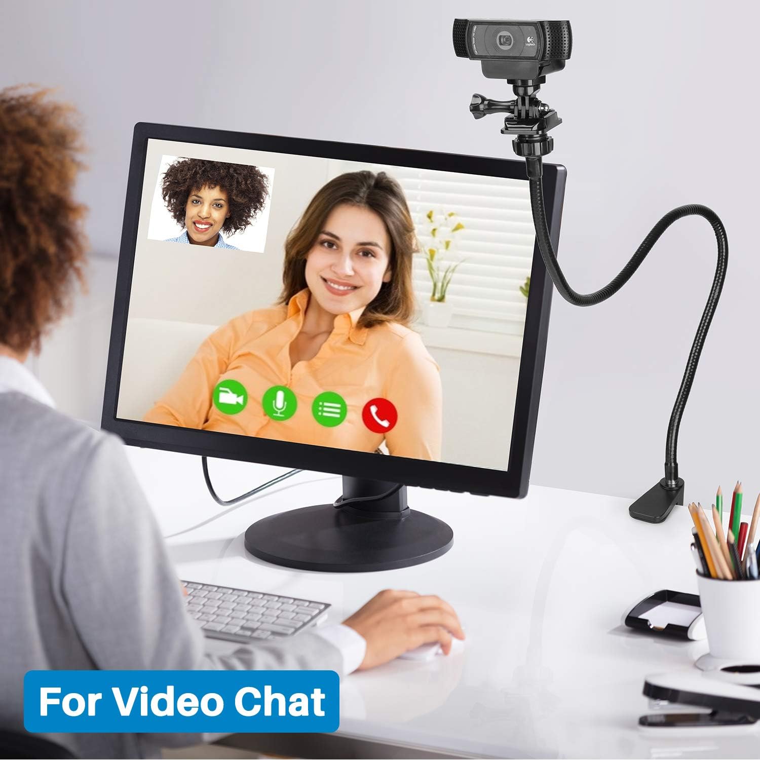 STORAGEGEAR Webcam Stand, Upgraded Webcam Mount Stand with Flexible Gooseneck Arm and Clamp, Suit for Logitech Webcam C920,C922,C922x,C930,C615,C925e,Brio 4K : Electronics
