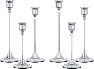 NLBTW Silver Candlestick Holders, Metal Taper Candle Holder, Set of 6