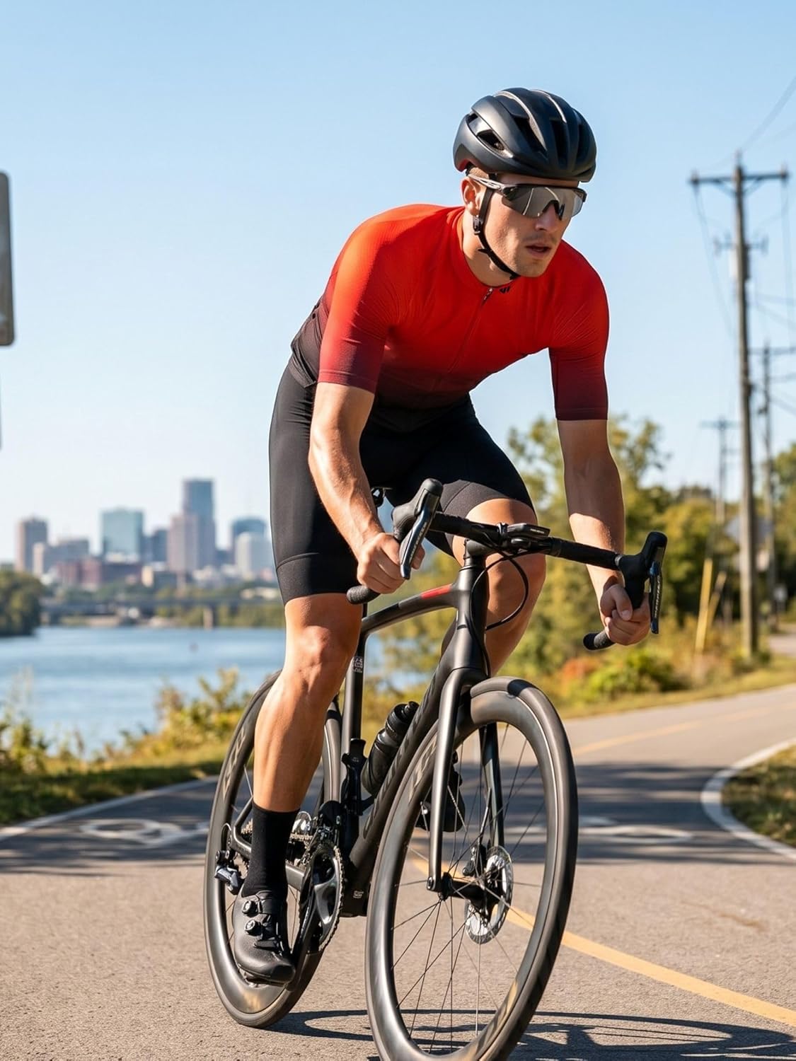Lo.gas Cycling Jersey Men Short/Long Sleeve Bike Biking Shirts Full Zip with Pockets Road Bicycle Clothes