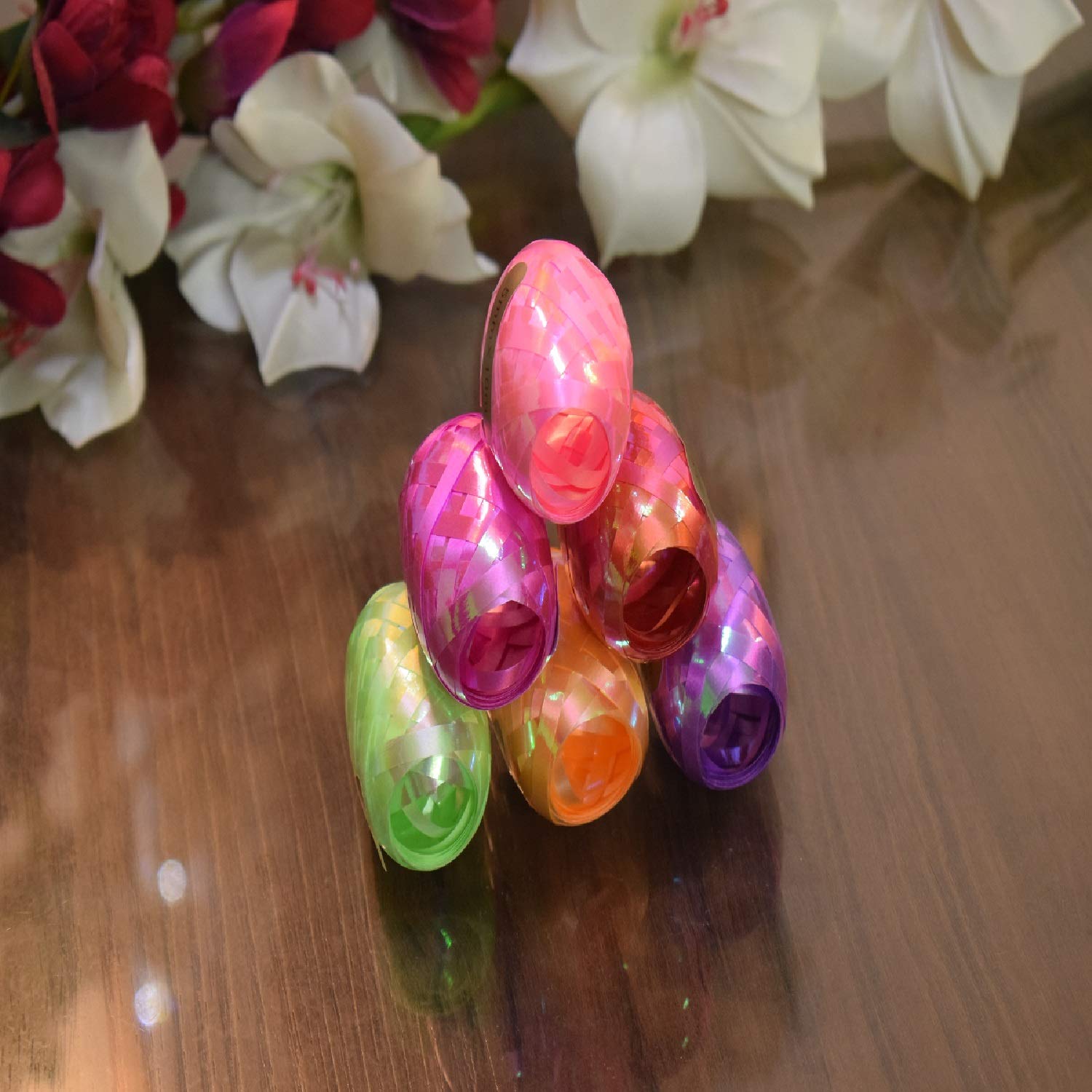APOLLINE INDIA Multicolor 12 Pcs (5mm X 10m) Balloon Curling Ribbon Roll DIY Gifts Crafts Foil Curling for Wedding Birthday Gift Wrapping, Party Decoration, Baby Shower Party, (Glitter Shine) 4