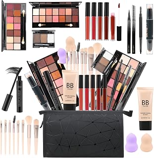 KARUIZI All-in-One Makeup Gift Set for Women: 28 Eyeshadow Shades, 5 Lip Glosses, Mascara, Eyeliner, Foundation & More - Beginner Pro Kit