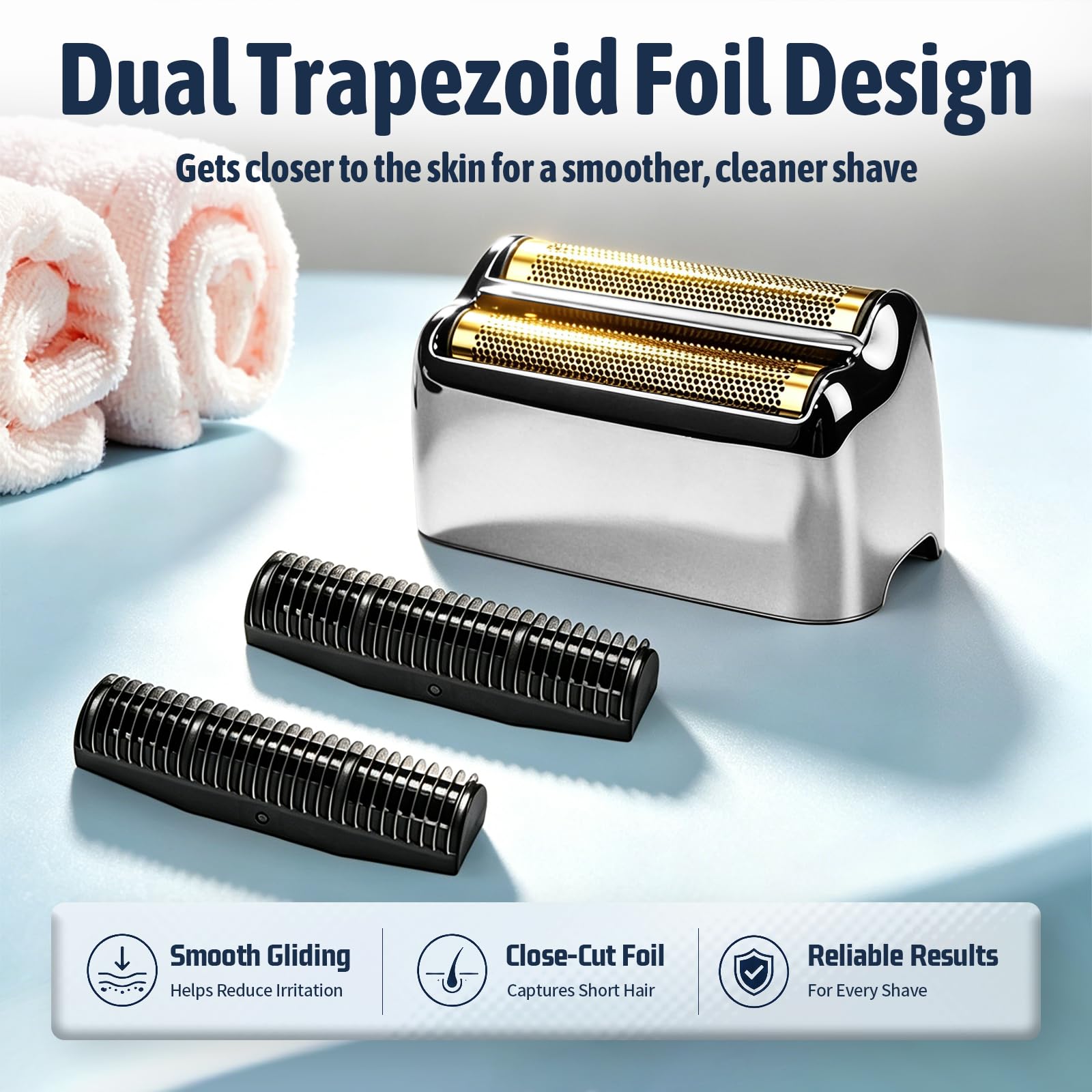 Cuchilla de repuesto para maquinilla de afeitar compatible con BaBy**PRO Double FXFS2 - Foil metálica (Plata, pack de 3 unidades)