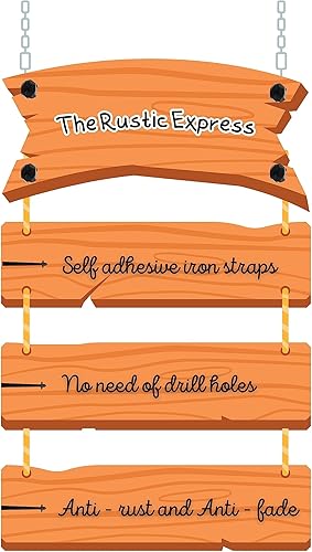Miniatura 5 de The Rustic Express - Correas de hierro autoadhesivas - 18 pulgadas - Caja de 3 - Bisagras decorativas para fibra de vidrio, metal, bisagra de puerta