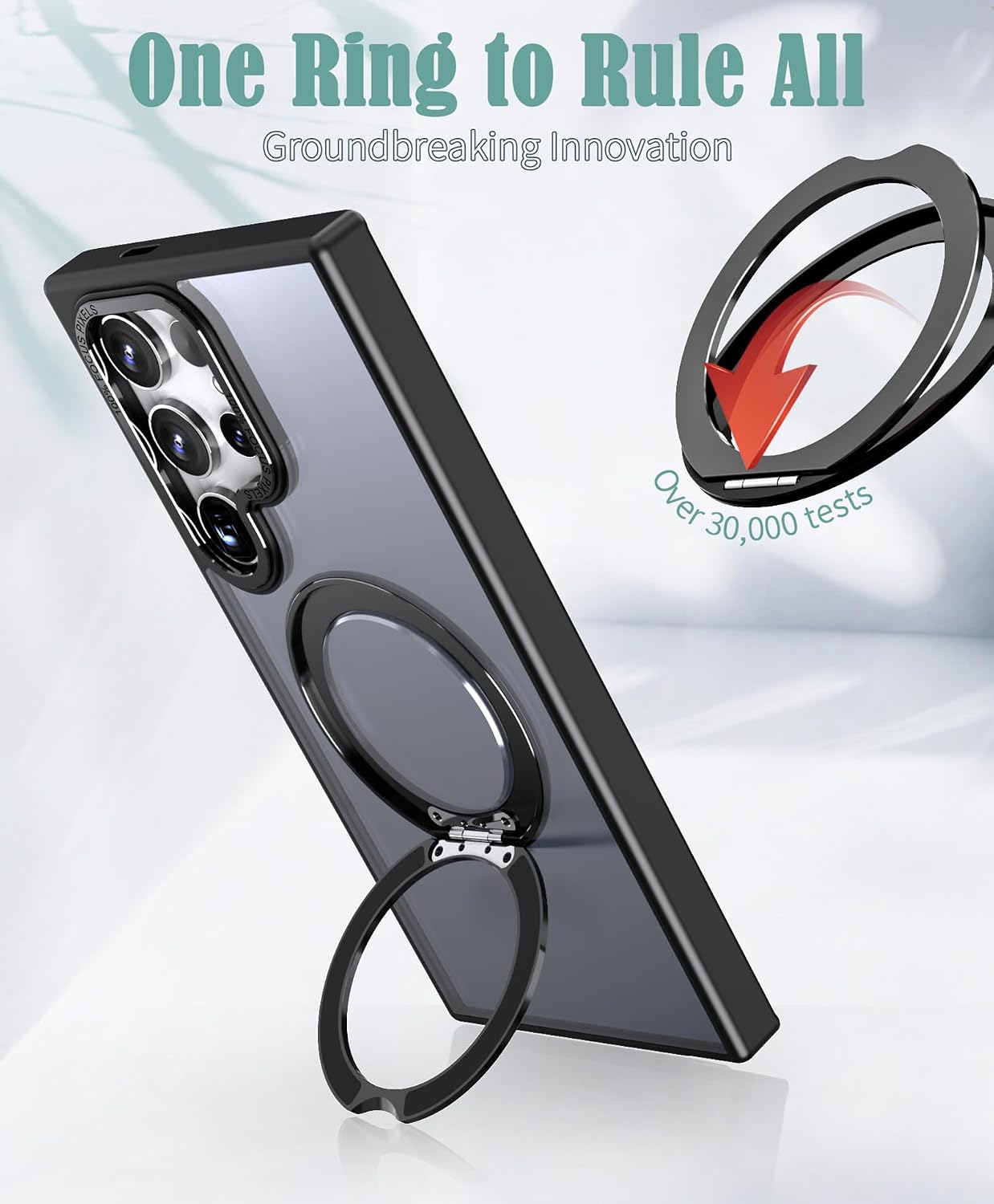 for Samsung Galaxy S23 Ultra/S22 Ultra Case Black, with 2 Screen Protectors, 360 Spin Magnetic Stand, Compatible with Magsafe, Slim Phone Case