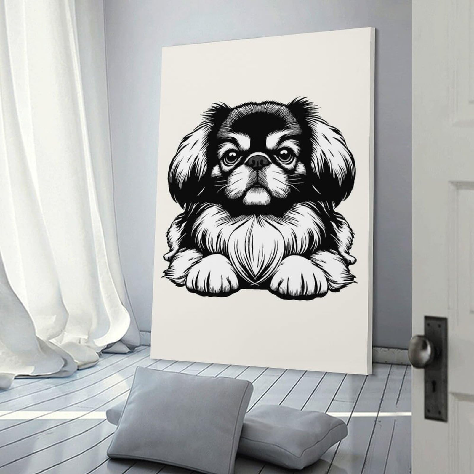 Junmoney The Pekingese Canvas Wall Decor, 24x36inch(60x90cm), for New Homes, Bedrooms Or Workspaces, Gift Idea for Housewarming And Birthdays