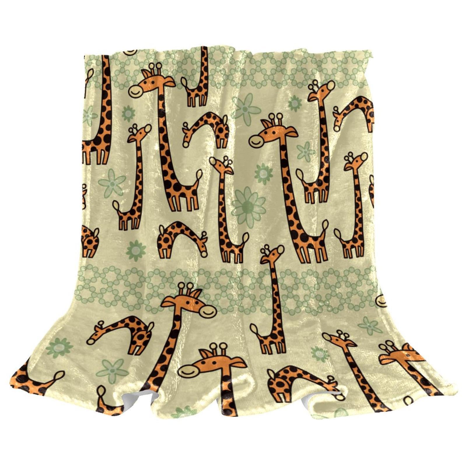 Couverture polaire girafe grand plaid lavable qui ne peluche pas sur le divan