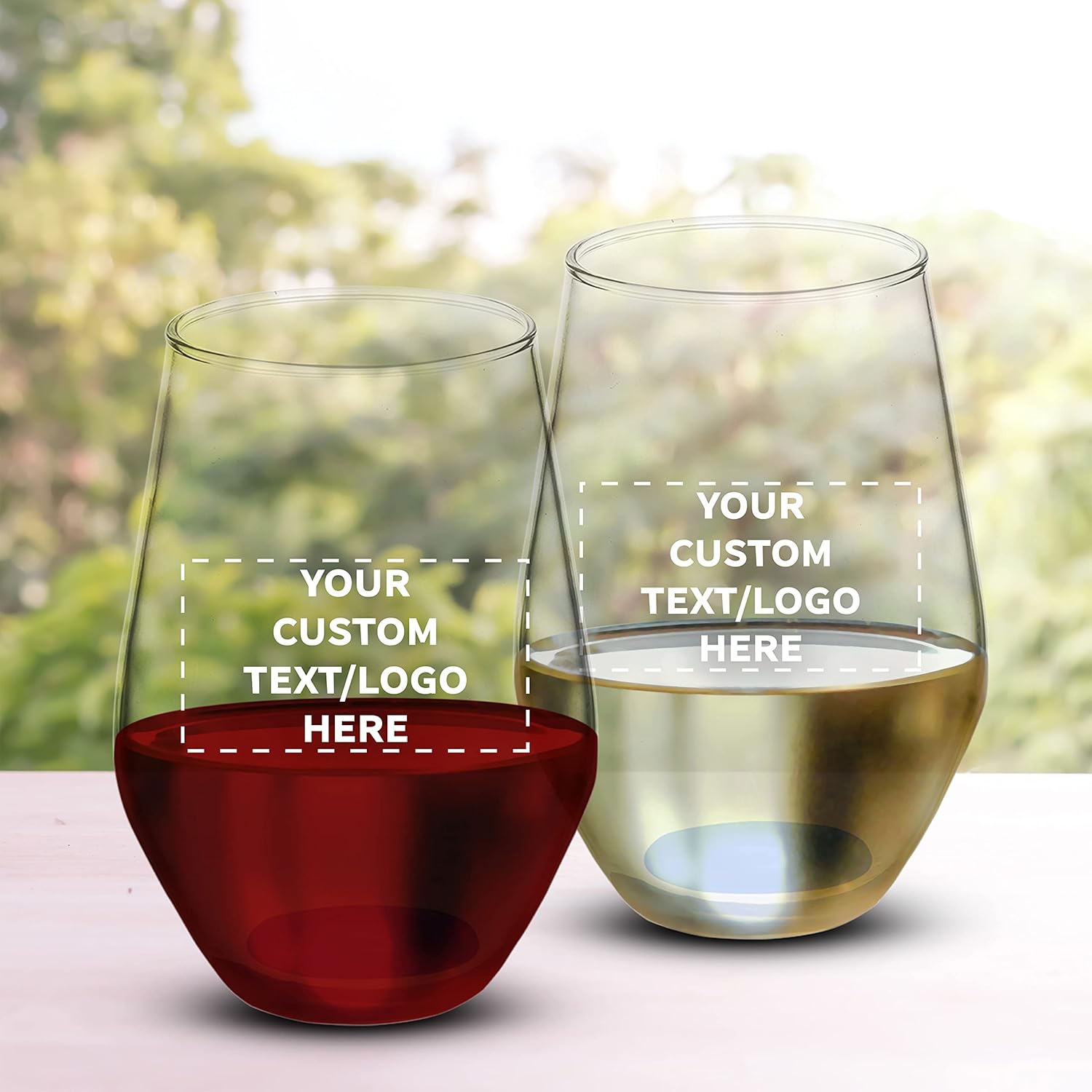 Custom Concerto Stemless Wine Glasses 11 oz. Set of 12, Personalized Bulk Pack - Restaurant Glassware, Perfect for Red Wine, White Wine or Cocktails - Blue