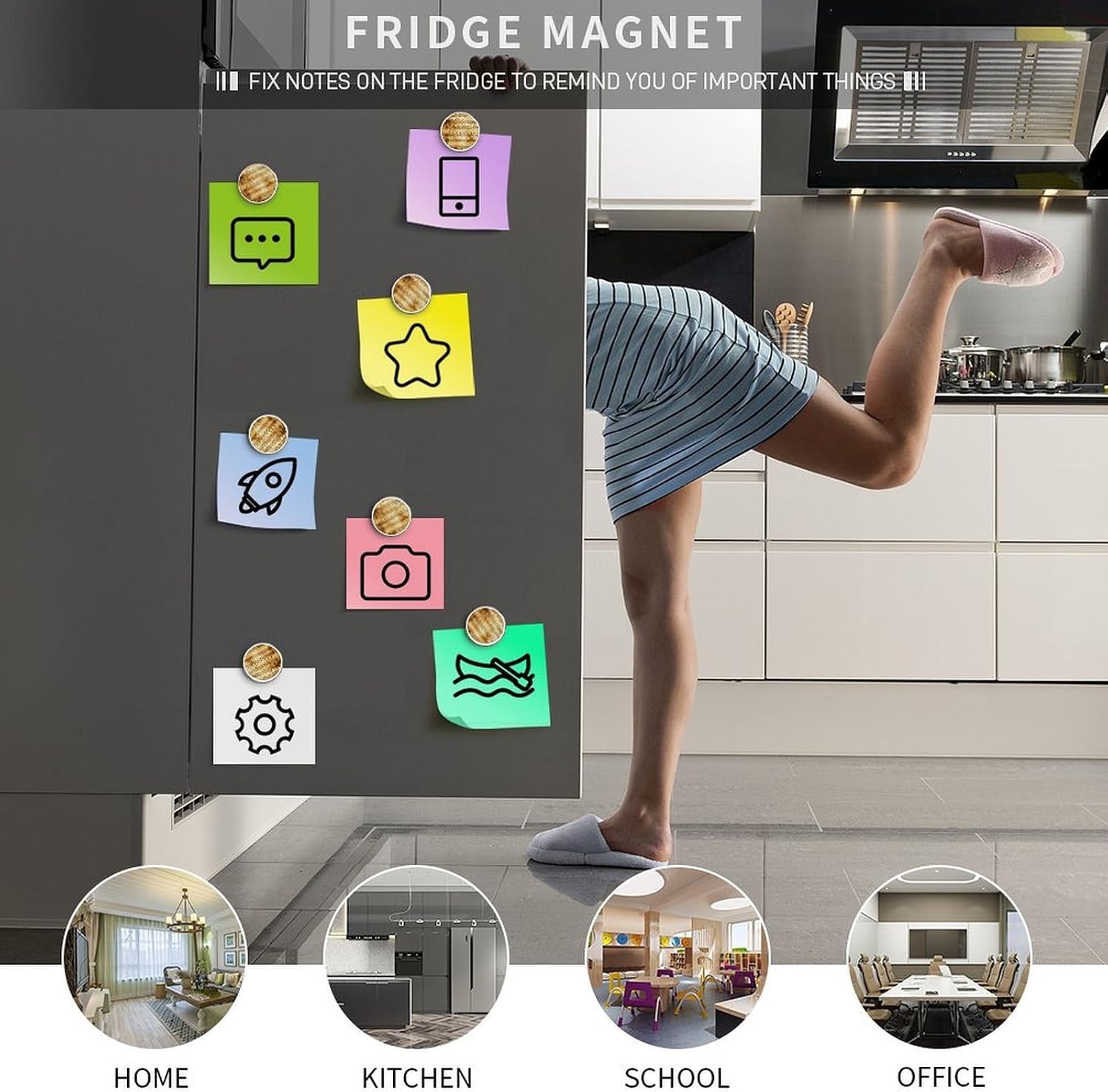 Music Note Print Magnetic Sticker Cute Funny Decoration Fridge Magnet Round Strong Refrigerator Magnet Fridge Sticker Decor Accessories for Home Kitchen Office Locker Mailbox Door image 4