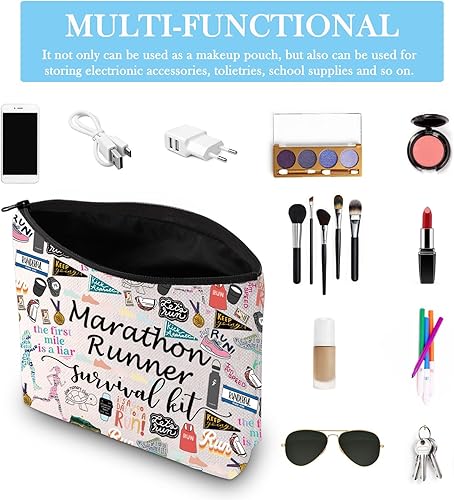 Miniatura 10 de GJTIM Corredor de correr, regalo de maratonista, bolsa con cremallera, kit de supervivencia para corredor de maratón, bolsa de maquillaje
