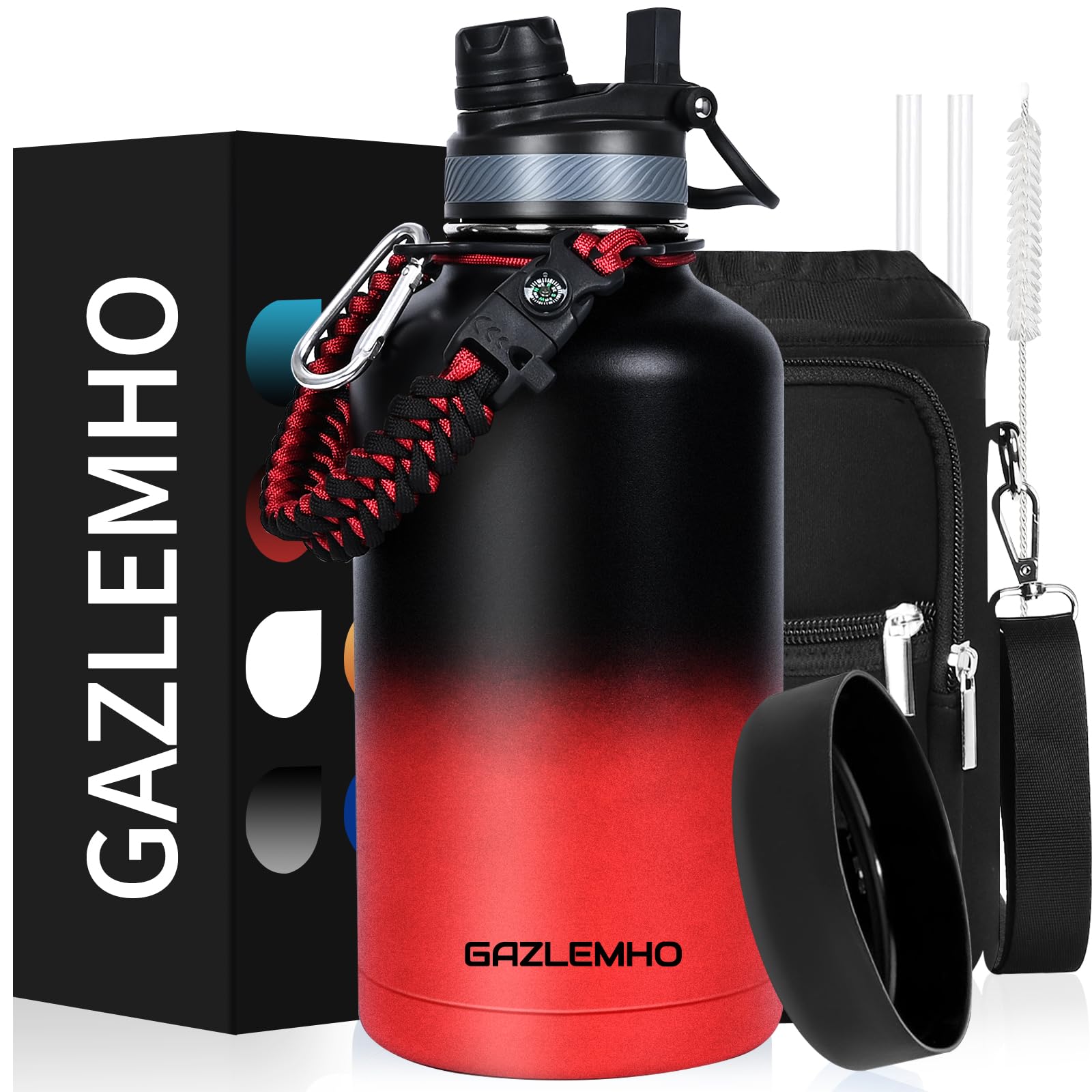 GAZLEMHO ice coke color 1 gallon insulated water bottle