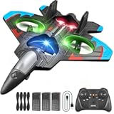 4DRC V32 Foam Remote Control Airplanes with 3 Batteries&comma; RC Planes for Kids Adults 8-16&comma; RC Airplane Fighter Jet with Light&comma; 360° Flip Fighter Jet Toys&comma; Stunt Roll&comma; Airplane Toy Gifts for Kids Boys