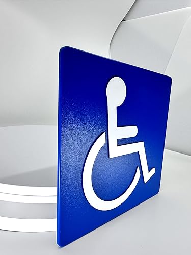 Letrero de accesibilidad compatible con ADA, 6 x 6 pulgadas, color azul