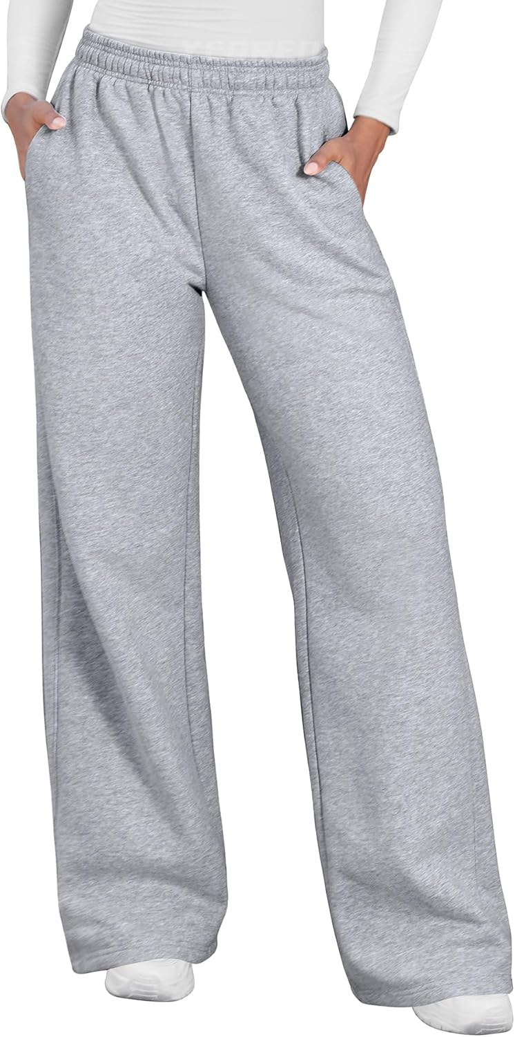 YEOREO Women's Wide Leg Sweatpants Drawstring Baggy Sweatpants Penny Fleece Lined Lounge Pants with Pockets