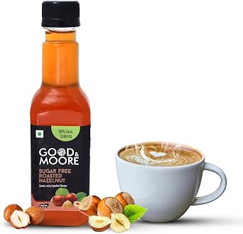 GOOD&MOORE Sugar-Free Roasted Hazelnut Syrup | Premium Concentrated Syrup for Coffee, Milkshake, Frappe, Cold Coffee, Pancakes & More | Ready to Mix | 250ml