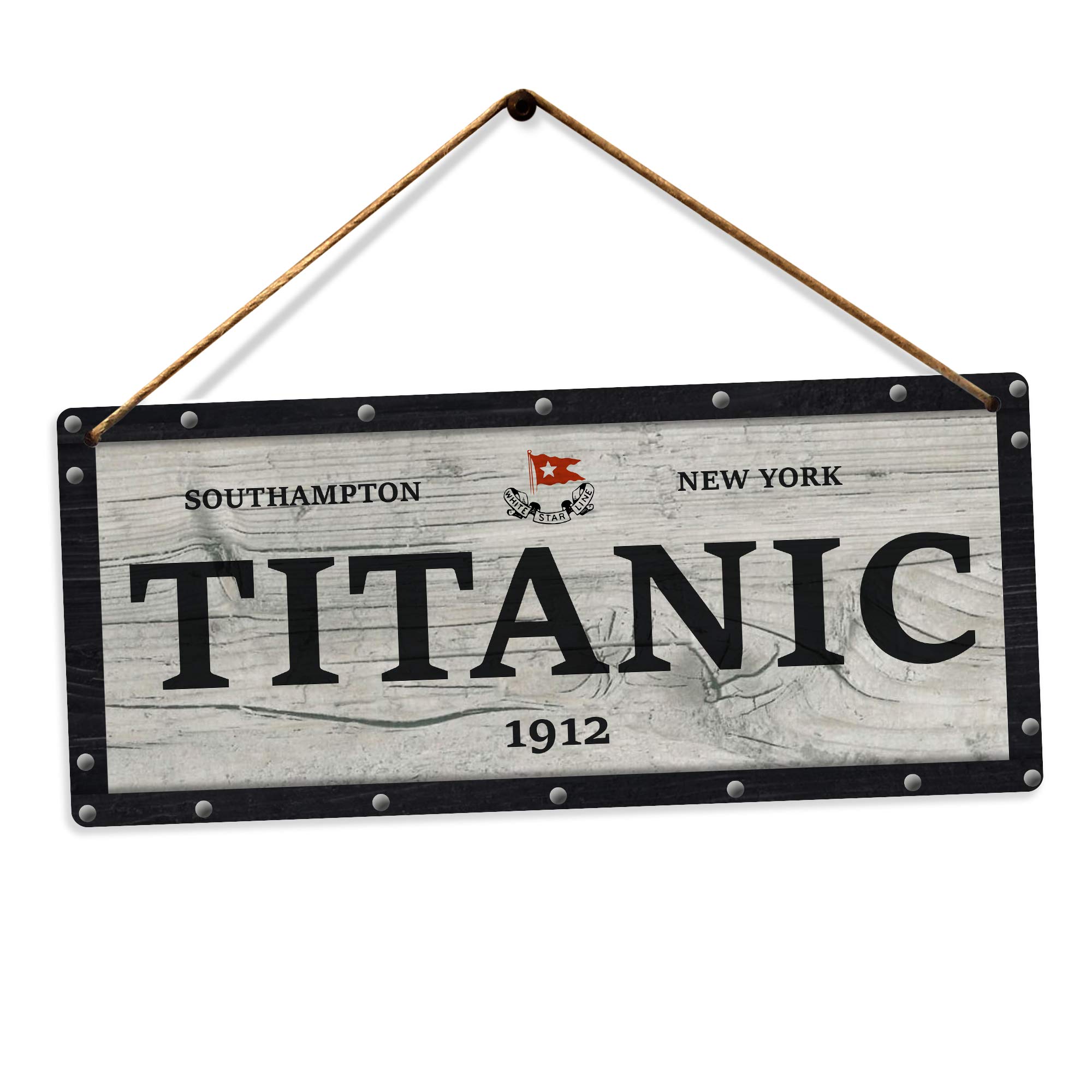Toasted Merch Wood Effect Titanic Nameplate – Twine | Printed Metal Wall Sign Plaque