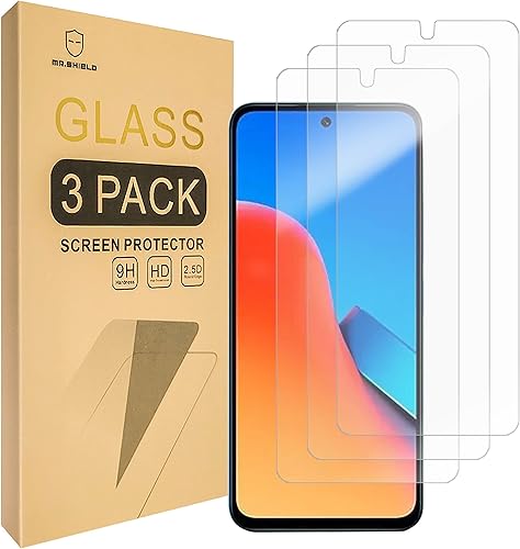 Mr.Shield Paquete de 3 Protector de pantalla para Xiaomi (Redmi 12 4G5G) Vidrio templado Vidrio japonés con dureza 9H Protector de pantalla