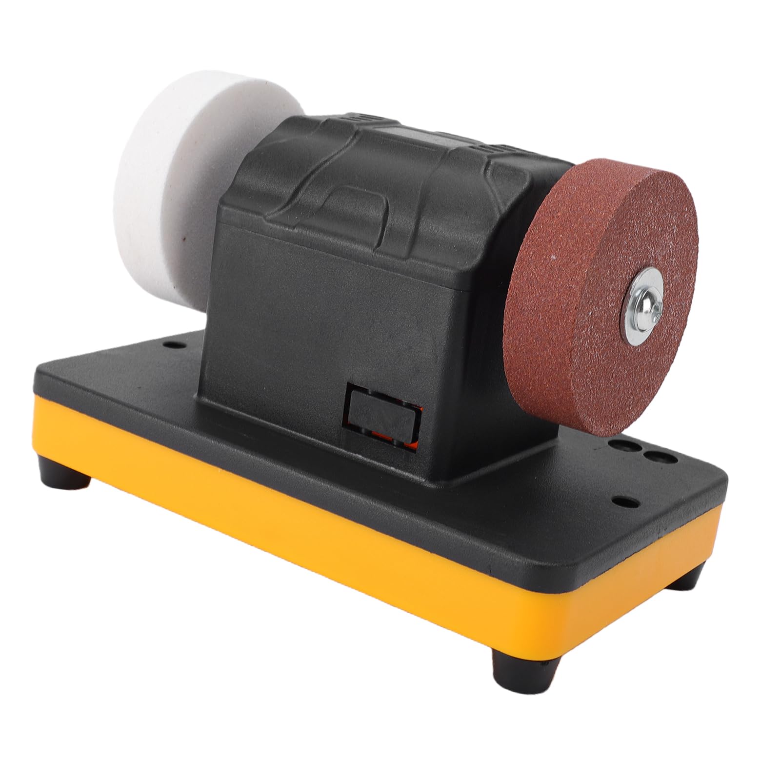 GOWENIC Mini Smerigliatrice da Banco 2000-6000 Giri/min Doppia Mola per Affilatrice a Batteria 18V 3 Pollici Giallo