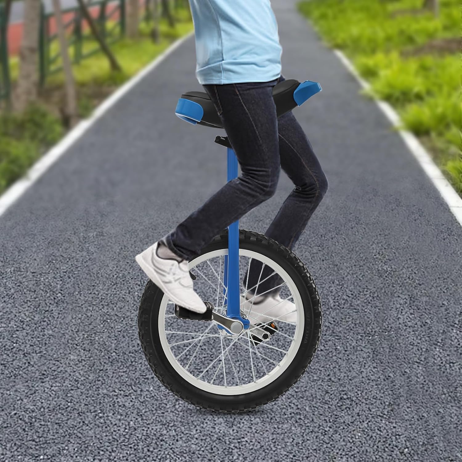 Outdoor Wheel Unicycle, 16In Outdoor Height Adjustable Training Balance Bike One Wheel Bike Leak-Proof Tire Wheel Unicycle with Anti-Skid Alloy Rim and Pedal for Outdoor Sports Exercise