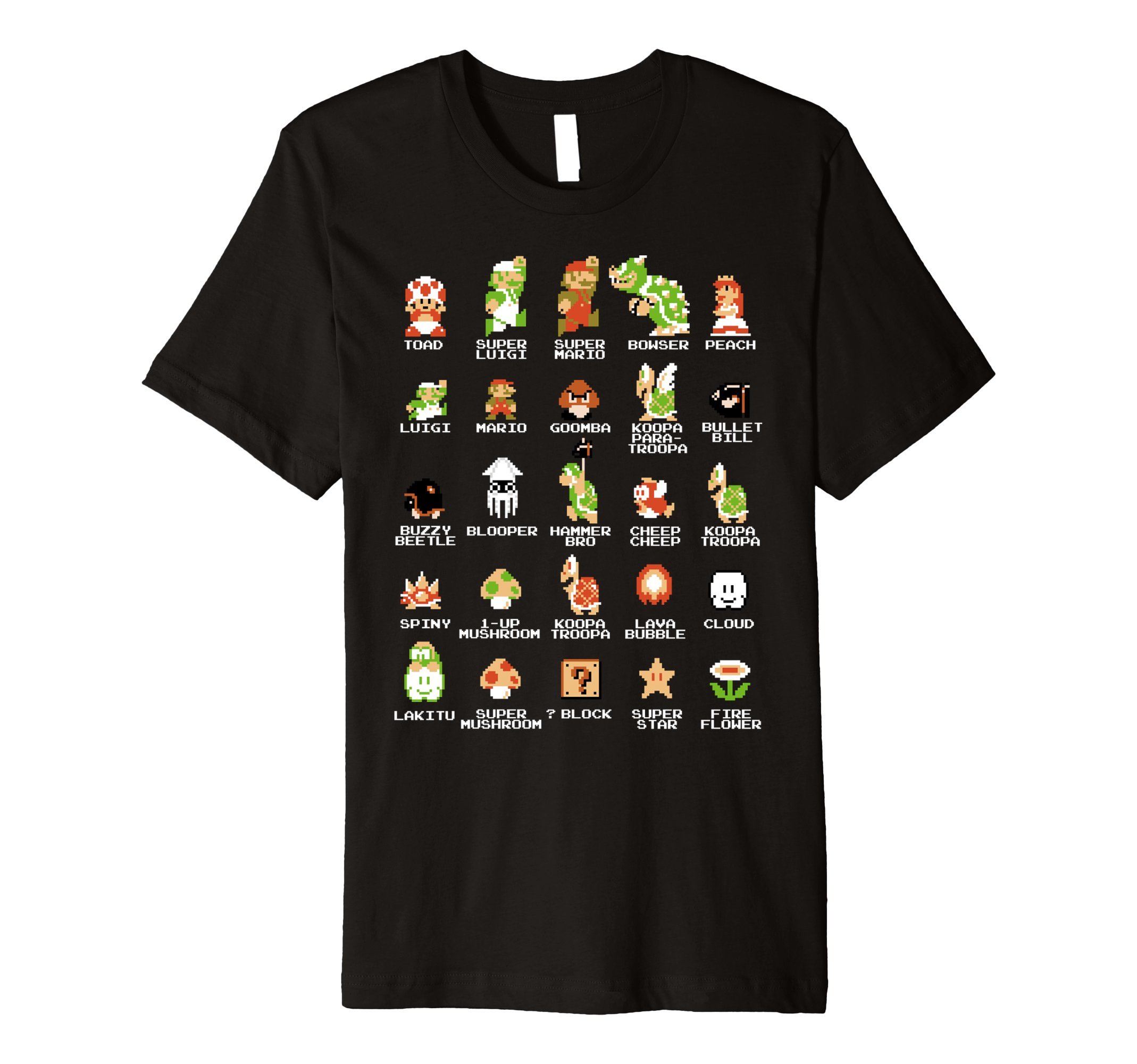 Super MarioNintendo Super Mario 8-bit Pixel Icons List Premium T-Shirt Premium T-Shirt