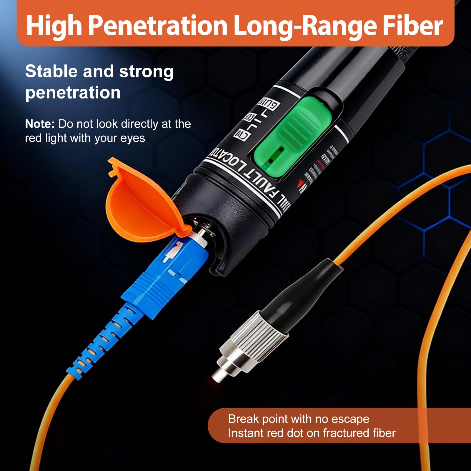 Glasfaser Tester 30mW 30KM Fiber Messgerät, Optische Kabel LWL Tester für Präzise Fehlerortung in Telekommunikation Kompatibel mit 2.5mm LC FC SC ST Visueller Fehlerfinder 30mW 650 nm für Singlemode