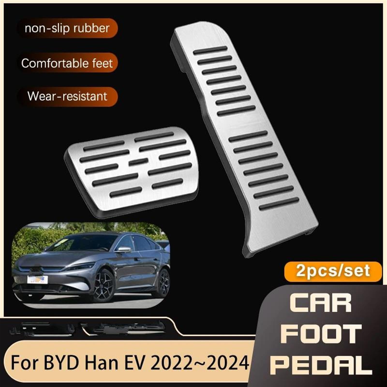 Pedały samochodowe pasują do BYD Han EV 2022~2024 2023 akcesoria akcelerator hamulec paliwowy bez wiercenia antypoślizgowa osłona pedału części Pad Auto
