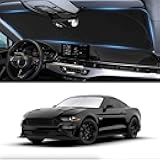 Sunshade for Mustang 2015-2025 2026 Ford Windshield Sun Shade (NOT for Ford Mustang Mach-E Accessories Foldable Front Window Shield Windshield Cover Sun Visor Protector Block UV Ray Heat Reflector