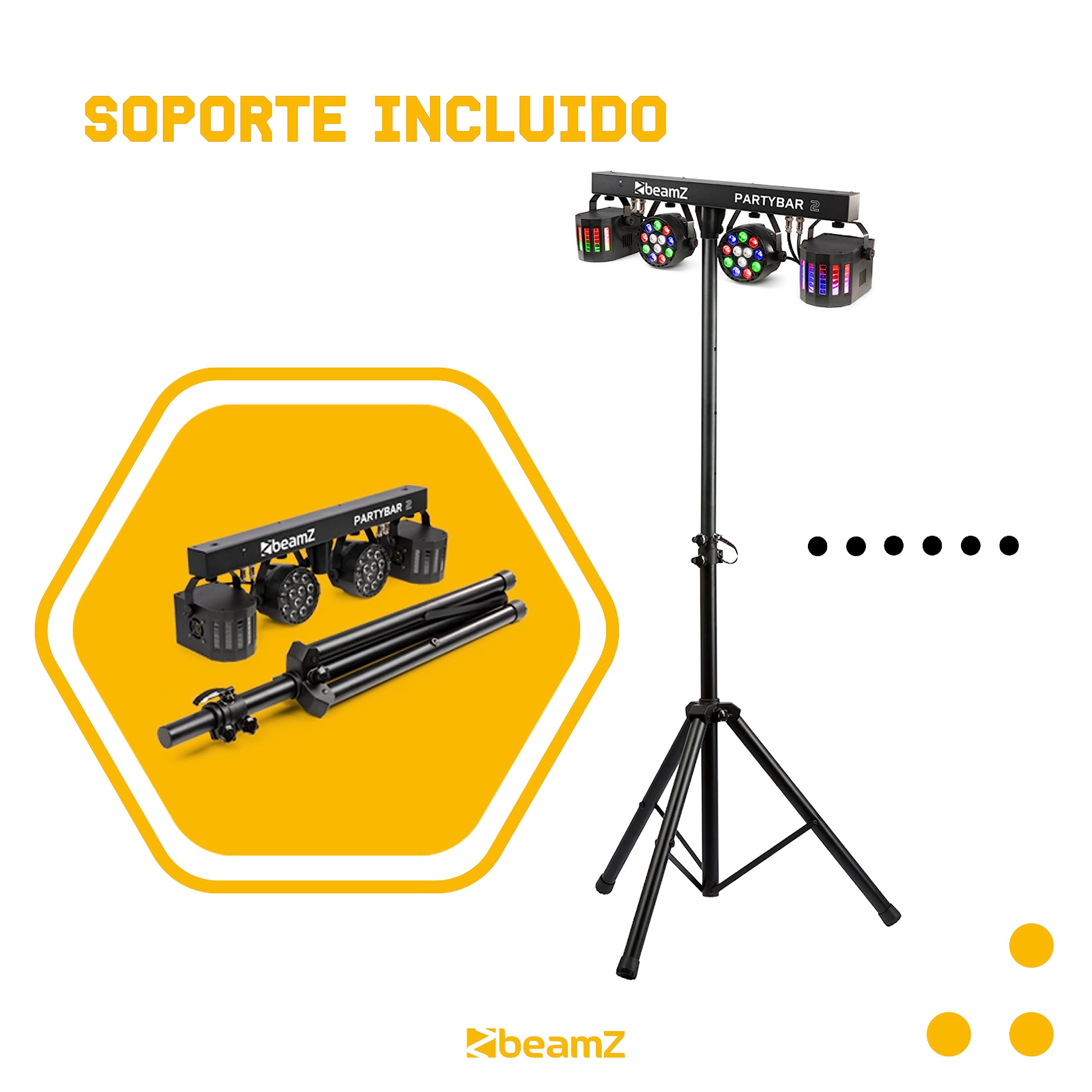 Vonyx VX0812BT – Pack DJ Completo 2.1 800W con Bluetooth, Cabina DB4 Pro, Luces BeamZ PartyBar2 con trípode Incluido, Sistema de Sonido Profesional para Eventos, DJ y Fiestas, Color Negro