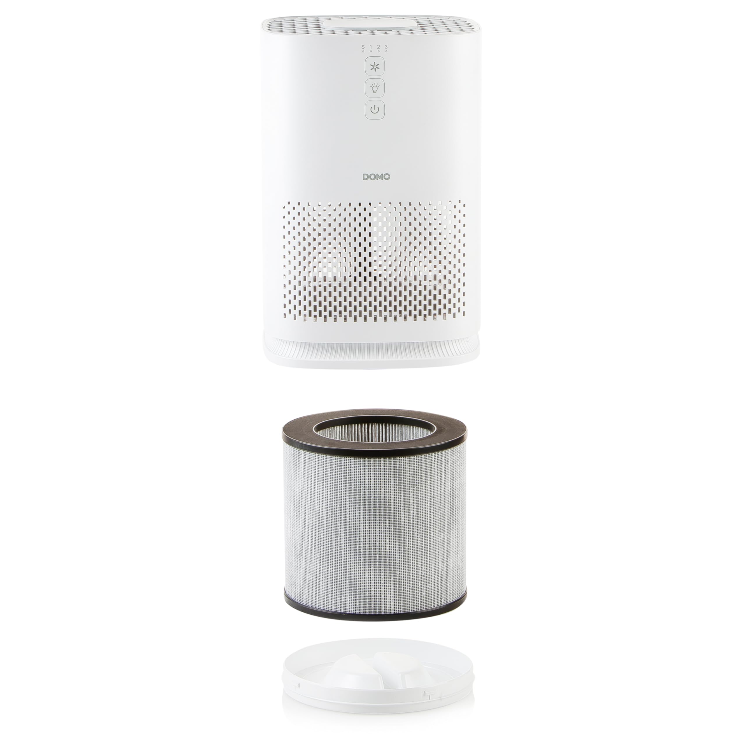 DOMO DO264AP oczyszczacz powietrza, filtr HEPA – przeciw pleśni i pyłkom – do pomieszczeń maks. 20 m²/50 m³ – tryb uśpienia < 61 dB – Airpurifier z inteligentnym filtrem Reset – 3 prędkości i tryb