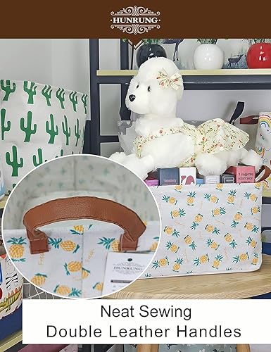 Miniatura 4 de HUNRUNG - Cesta de almacenamiento rectangular, lindo organizador de tela para juguetes de mascotasniños, libros o ropa. Perfecta para habitaciones