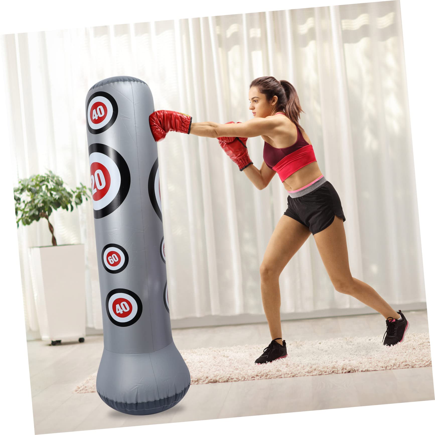 Toyvian Paquet Couleur Aléatoire de Boxe Gonflable en PVC de 1,6m Jouet de Boxe Relaxant Base de Sable Stable pour Adultes et Garçon et Filles à Domicile Salle de Sport