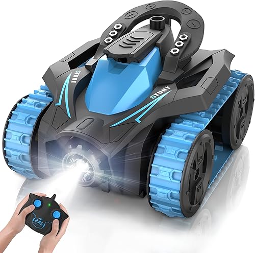 Coche de acrobacias con control remoto de 360 vertical y lateral giratorio, camión todo terreno 4WD con dos baterías recargables, regalo de