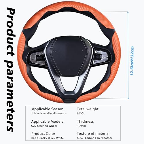 Vista 51 de WOCOCN 2 fundas para volante de automóvil, protector antideslizante de fibra de carbono para hombres y mujeres, múltiples opciones de color, Beige