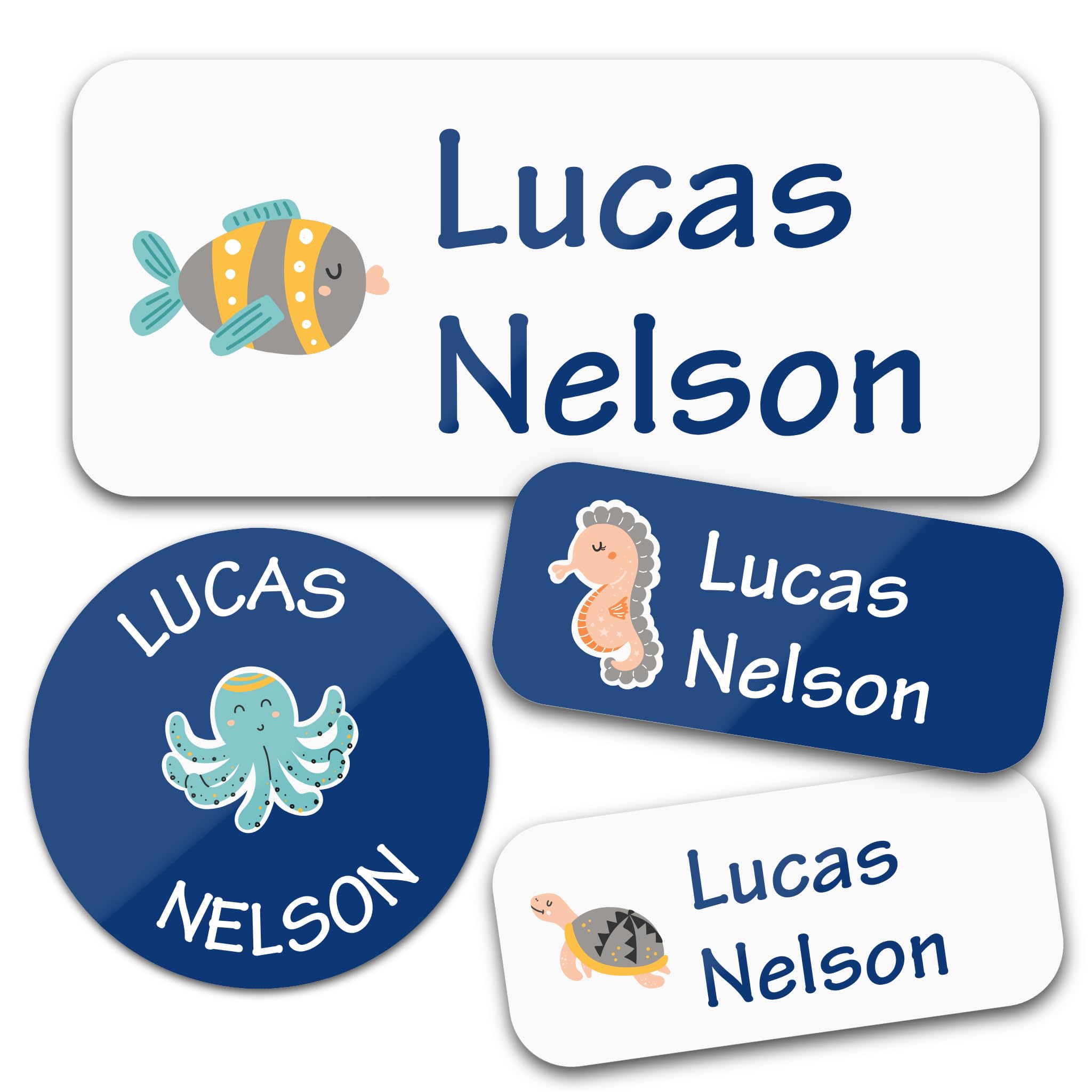 Bunny Badges Personalized Daycare Name Labels for Kids (130 Labels) - Custom Waterproof Name Stickers for Clothing Tags, Water Bottles, Lunch Boxes