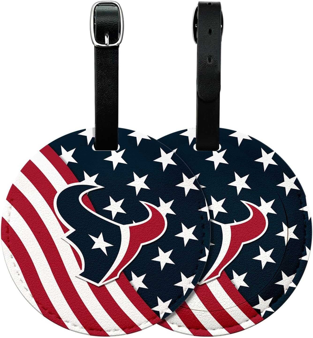 2 Pack Leather Football Sport Fan Luggage Tag for Suitcase，Double-Sided Pattern Red Blue Design Travel Suitcase Tag with Privacy Flap Address Labels